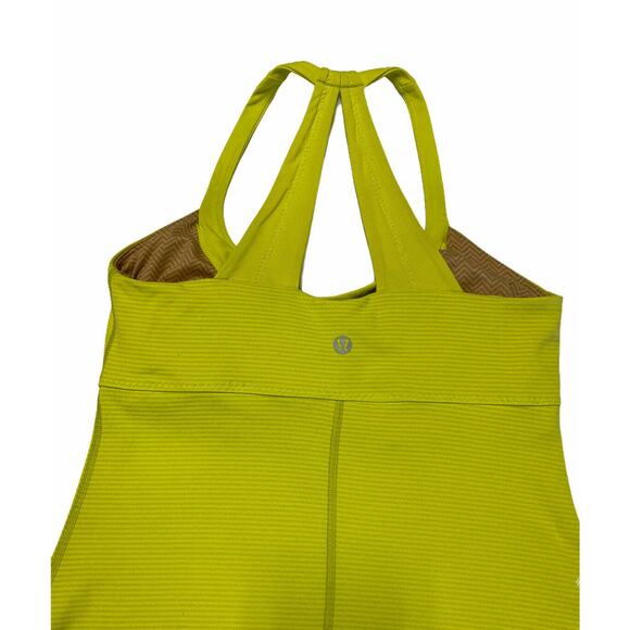 lululemon Scoop Me Up Tank top Tonka Stripe Split Pea Yoga Gym Spin Sz 6 yellow - Picture 7 of 12